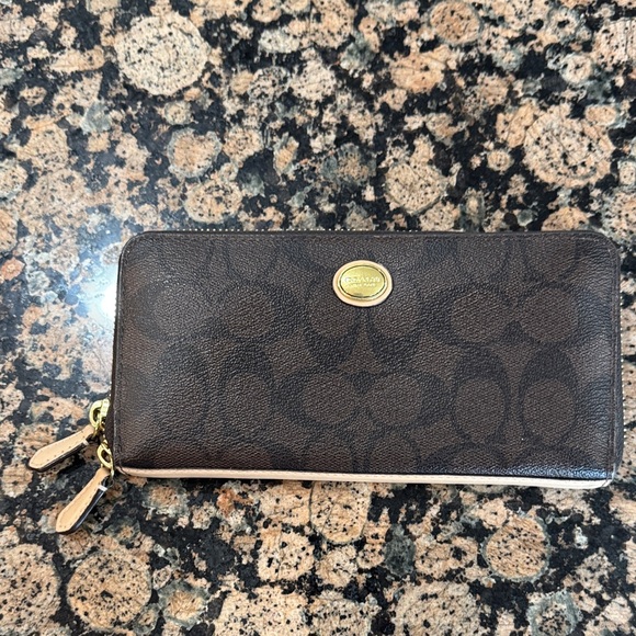 Coach Dark Brown Signature Wallet - Picture 1 of 6